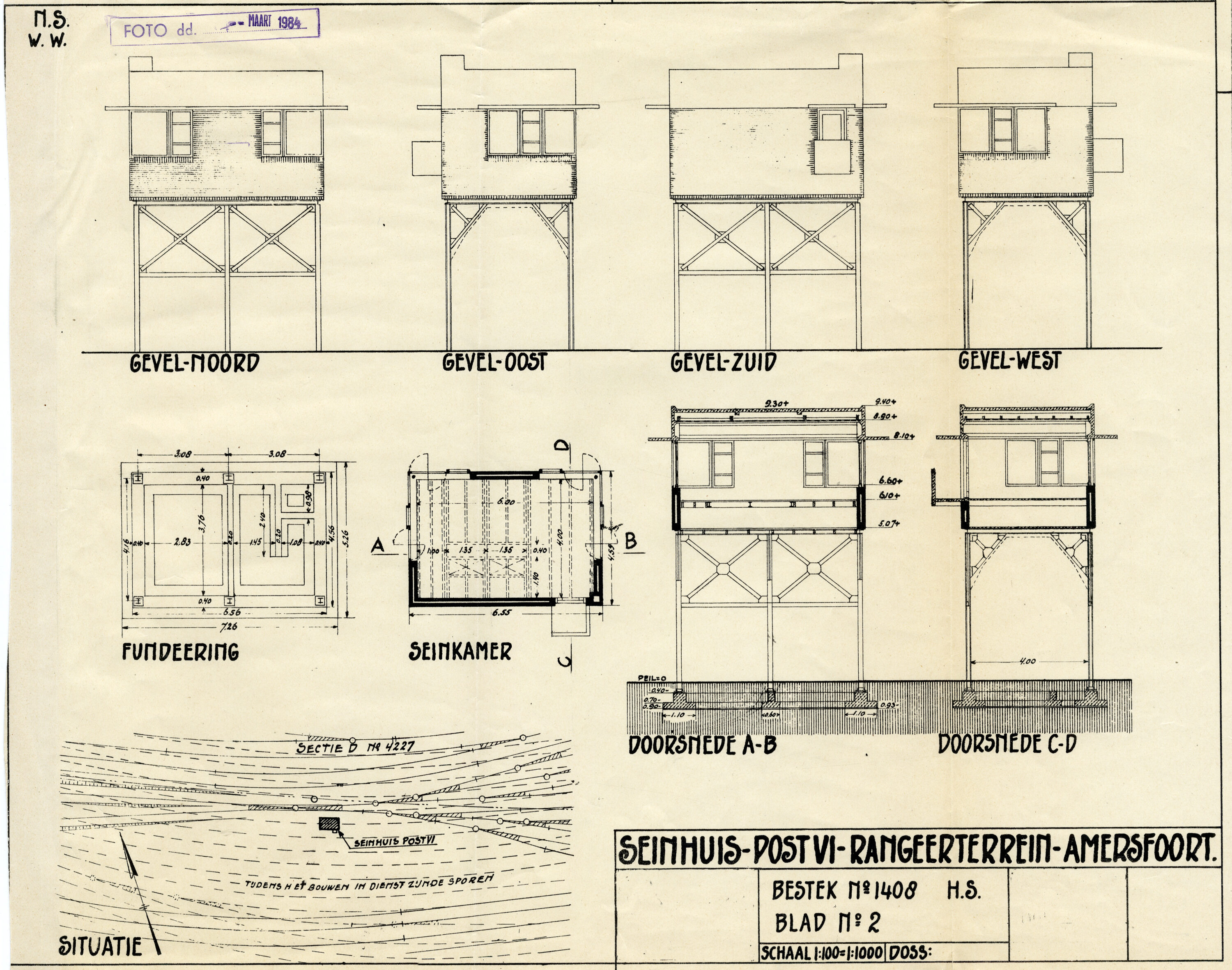 Seinhuis Post VI bouwtekening Seinhuis Post VI bouwtekening